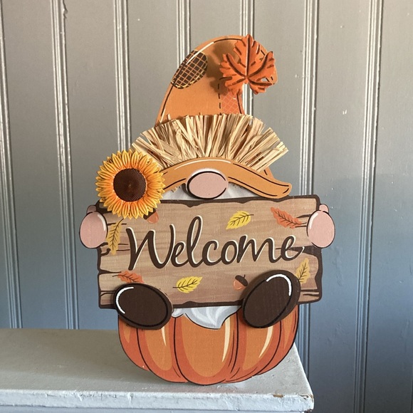 Brand NWT- 16” Precious- Wooden- Welcome- Gnome Fall Decor Sign w/ Metal 🍁🌻 - Picture 17 of 17